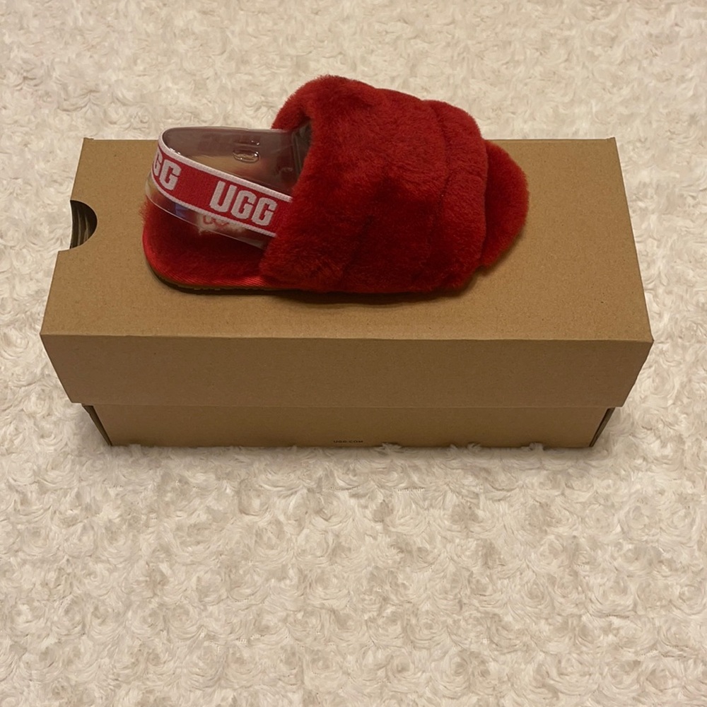 Red UGG Toddler Fluff Yeah Slides